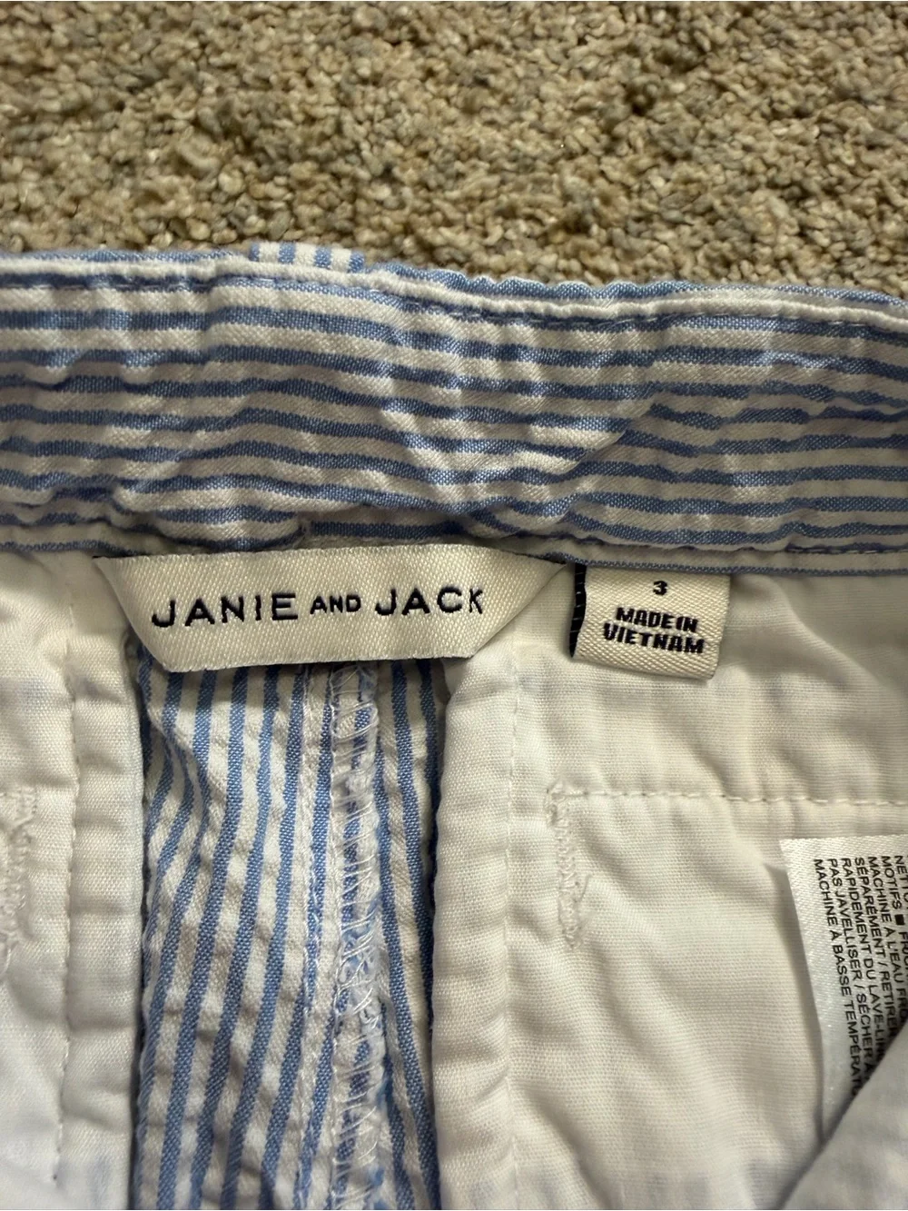 Janie and Jack Classic Seersucker Blue Stripe Kid’s Shorts - Picture 4 of 6